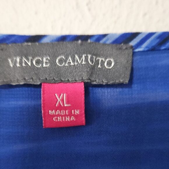 Vince Camuto Blue Wrap Blouse 3/4 Sleeve - Picture 2 of 7